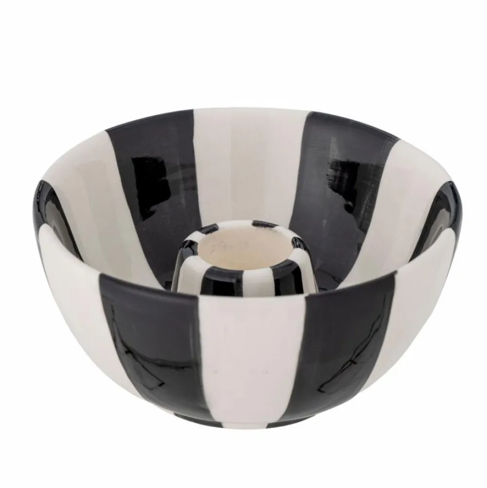 Hot Eja Candle Holder, Black, Stoneware Ø9xH4,5 cm Kaarsen & Kandelaars | Cadeau