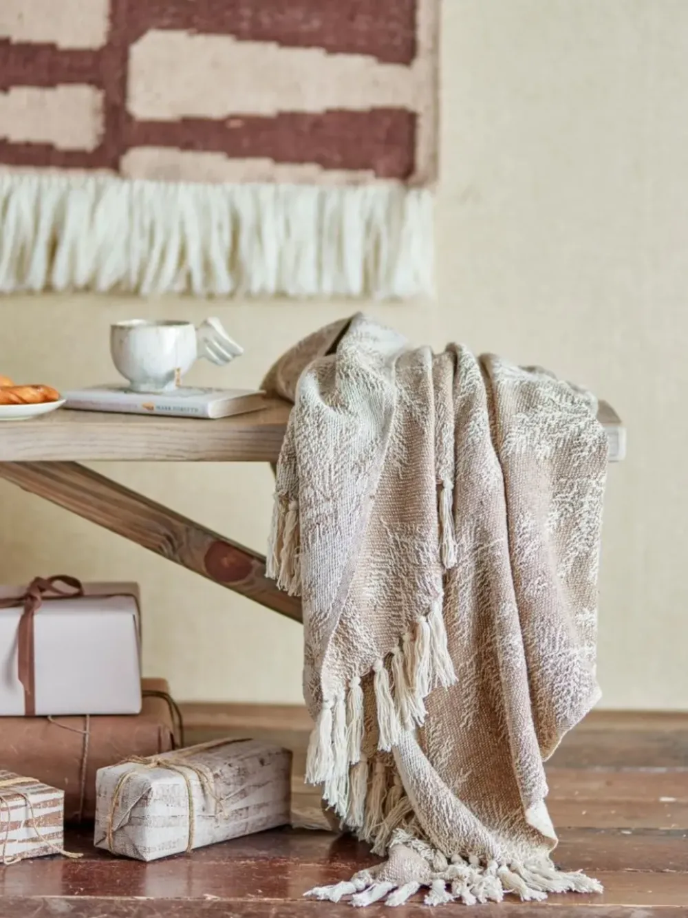 Fashion Gabriela Throw, Brown, Recycled Cotton L160xW130 Kussens & Plaids | Cadeau