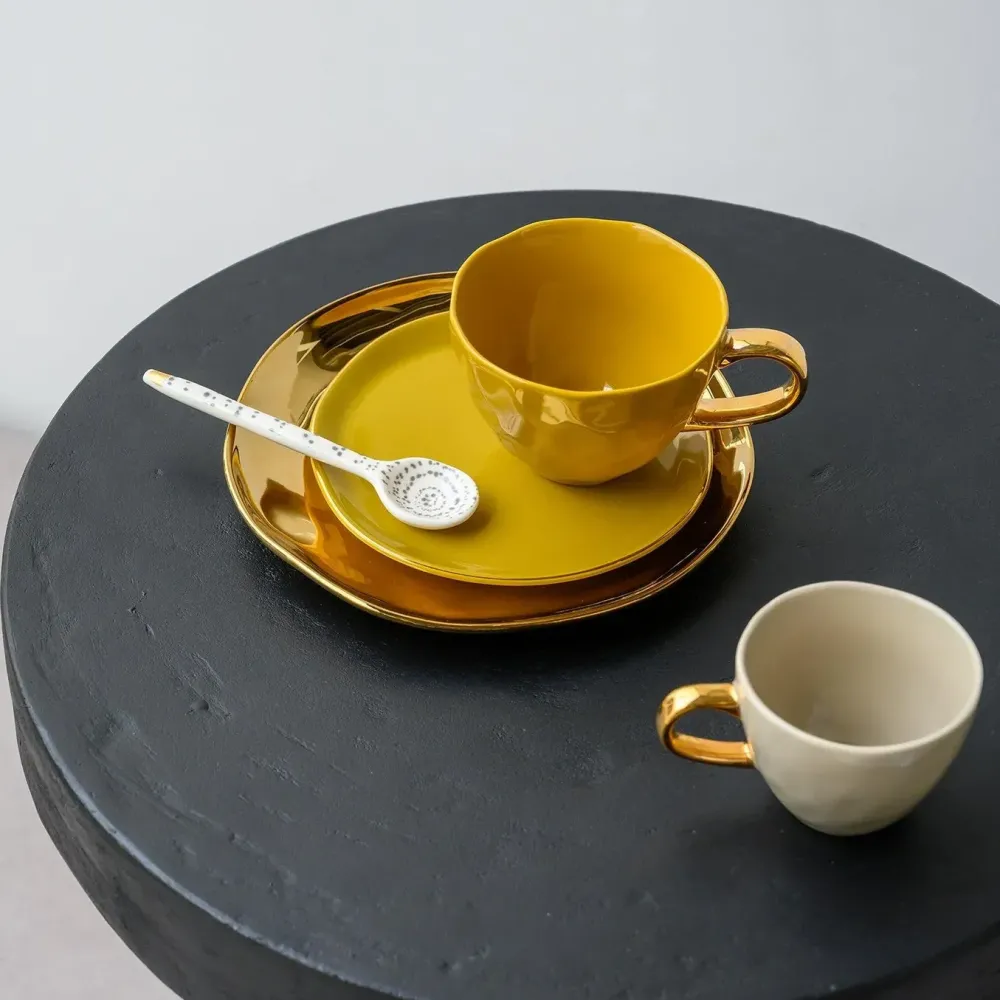 Hot Good morning breakfast plate - gold Ø21.5 Keuken & Tafelen | Cadeau