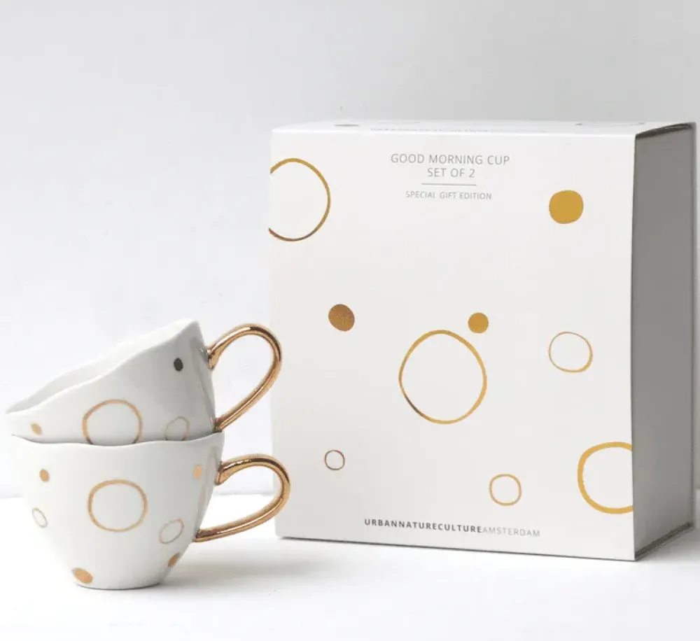 Fashion Good Morning Cup - s/2 in giftpack - Special Edition Circle Gold Keuken & Tafelen | Cadeau