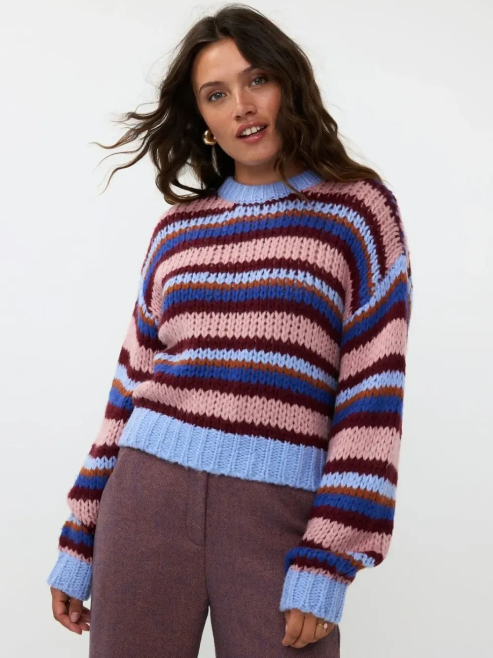 Sale Knitted sweater MeggieBlue/burgundy/camel/soft pink Truien & Sweaters