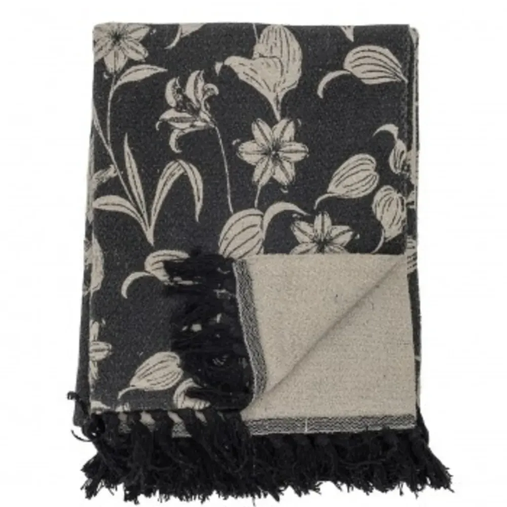 Discount Mali Throw, Black, Recycled Cotton | L160xW130 cm Kussens & Plaids | Cadeau