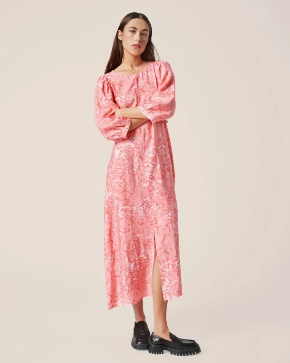 Online MSCHDivina Ladonna 3/4 Dress AOPP ROSE FLOWER Jurken