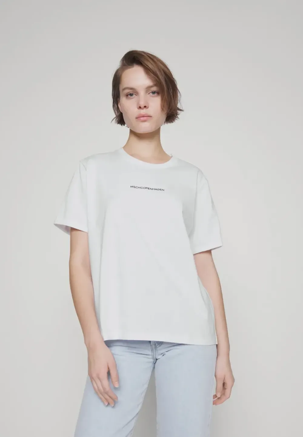 Outlet MSCHTerina Organic Small Logo TeeB WHITE/BLACK Shirts & Tops
