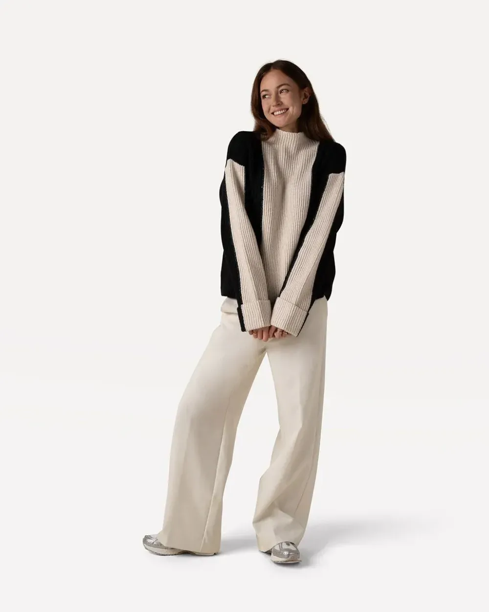 Online Noel knitted pull l/sBlack parchment stripe Truien & Sweaters