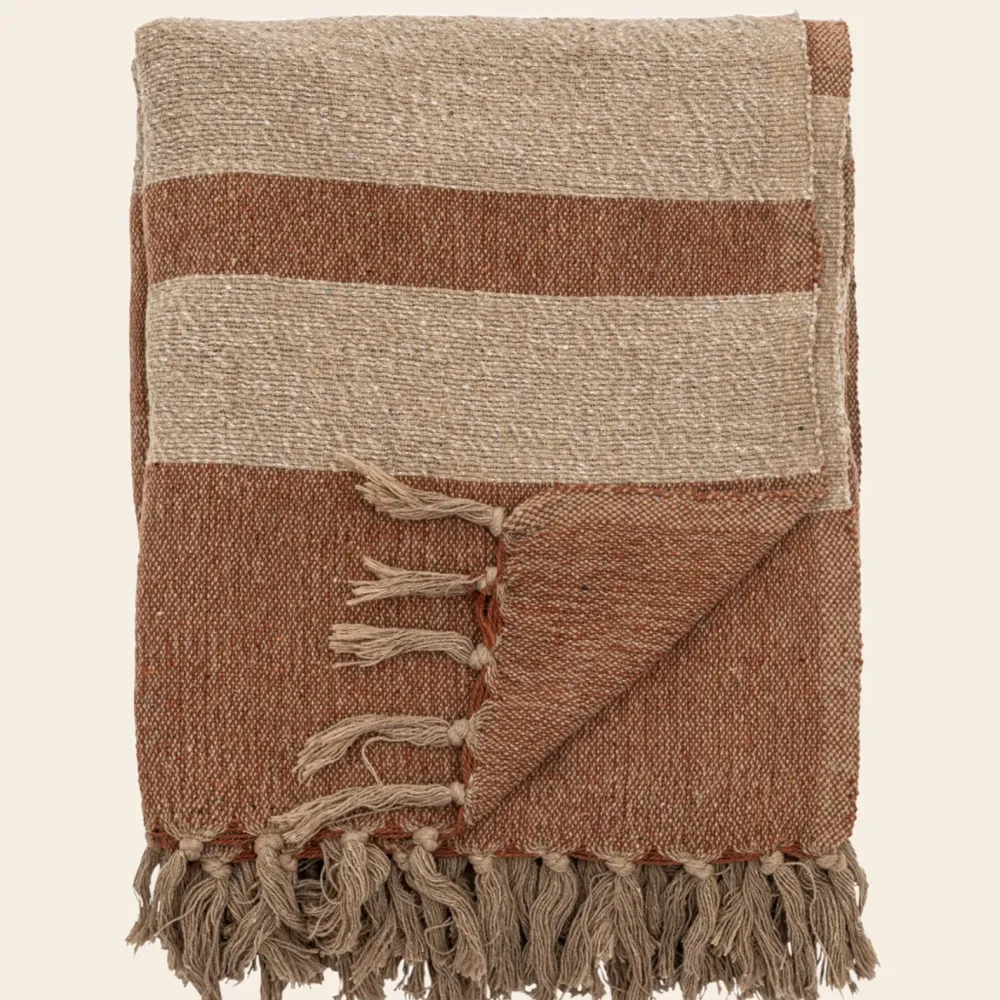 Outlet Plaid Temi- recycled cotton - brown Kussens & Plaids | Cadeau