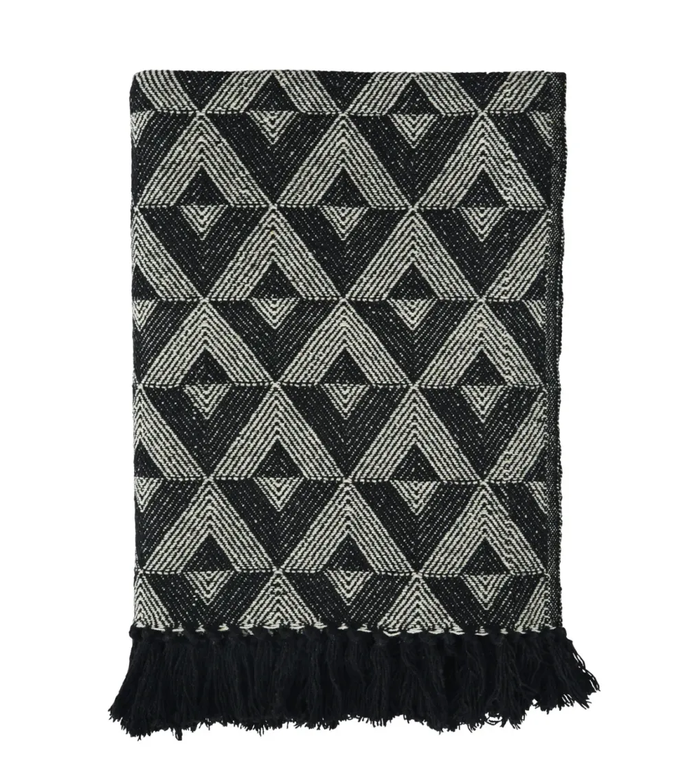 Fashion Recycled cotton throw | Black, off white Kussens & Plaids | Cadeau