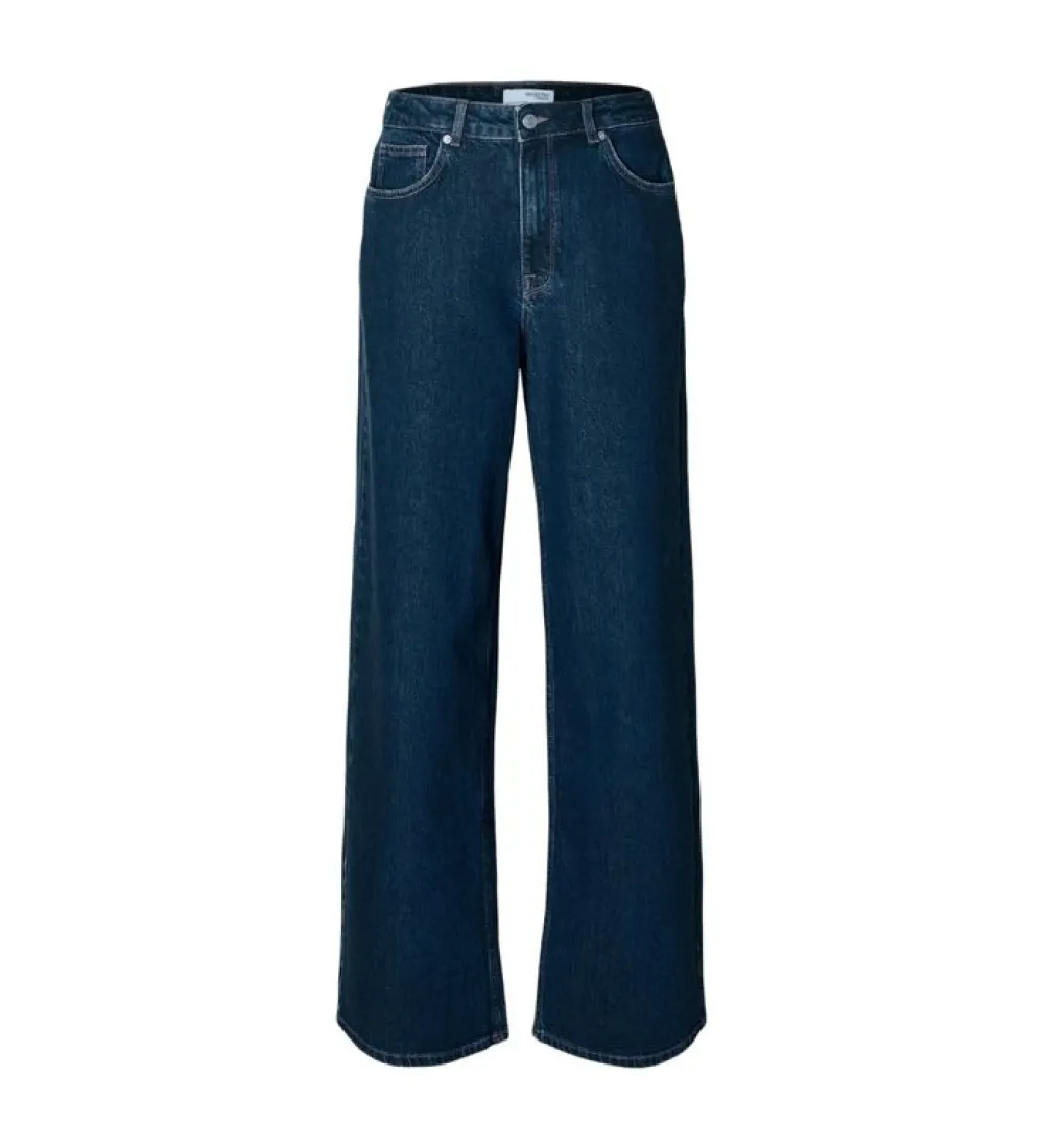 Best SLFABIELLA LW WIDE JEANS Dark Blue Denim Jeans