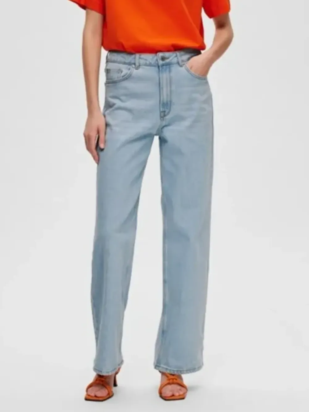 Fashion SLFALICE-N HW WIDE LON SKY BLUE JEA NOOSLight Blue Denim Jeans