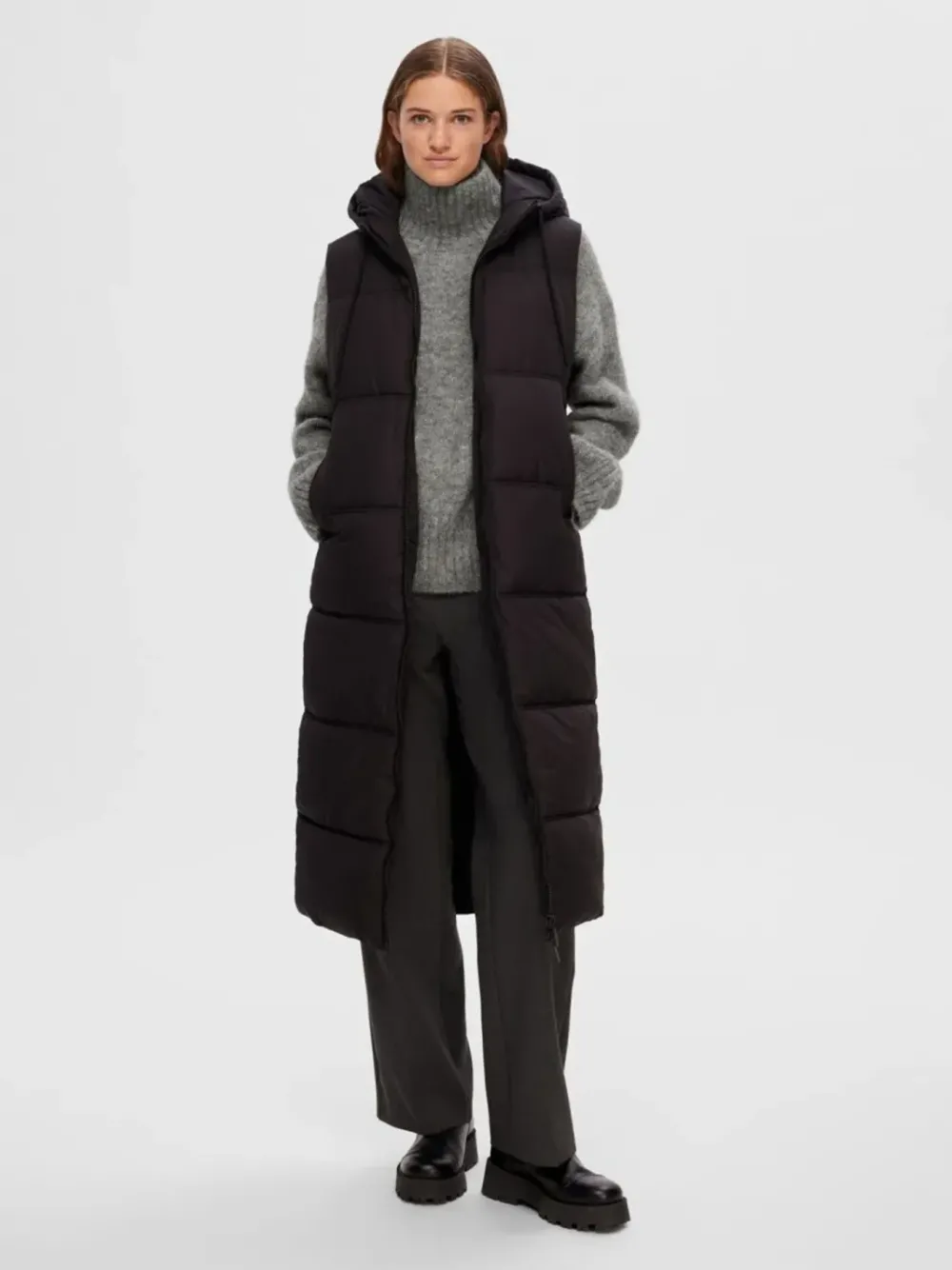 Fashion SLFALINA LONG VEST - Black Jassen & Jacks