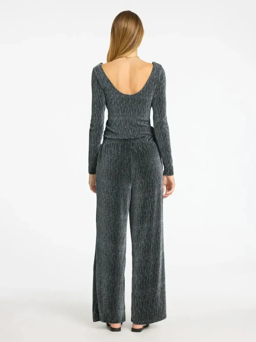 Sale SLFANITA TINNI HW RELAXED PANTSBlack SILVER LUREX Broeken