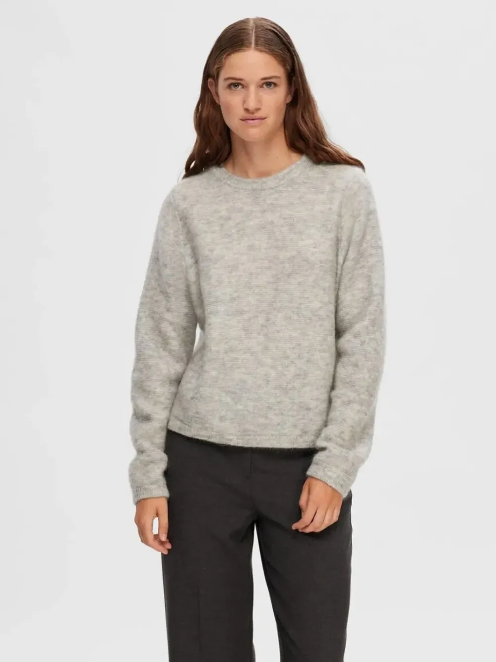 Discount SLFLIVE LS KNIT O-NECKLight Grey Melange Truien & Sweaters