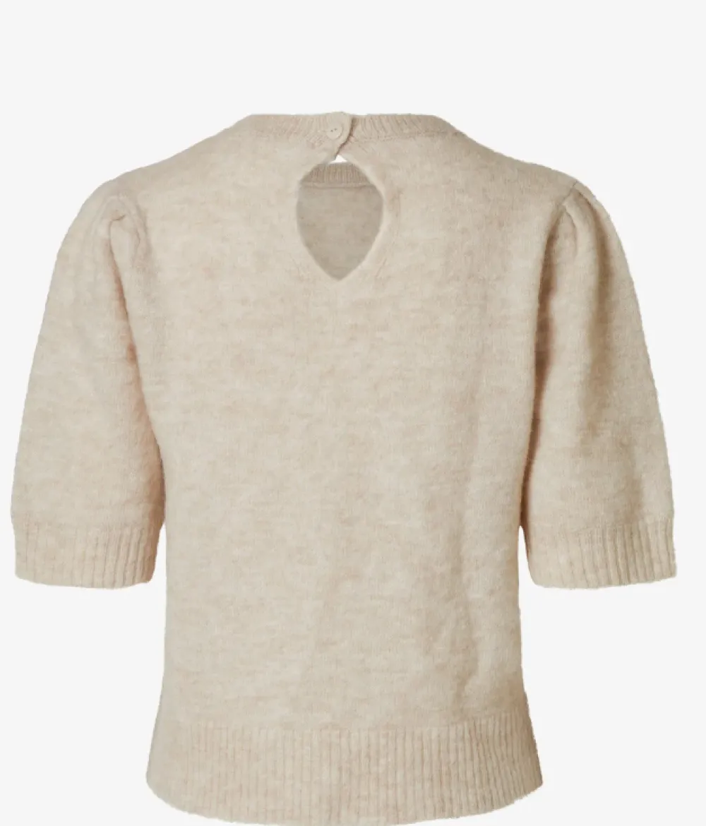 Online SLFLULU SS OPEN BACK KNIT O-NECK NOOSBirch MELANGE Shirts & Tops | Truien & Sweaters