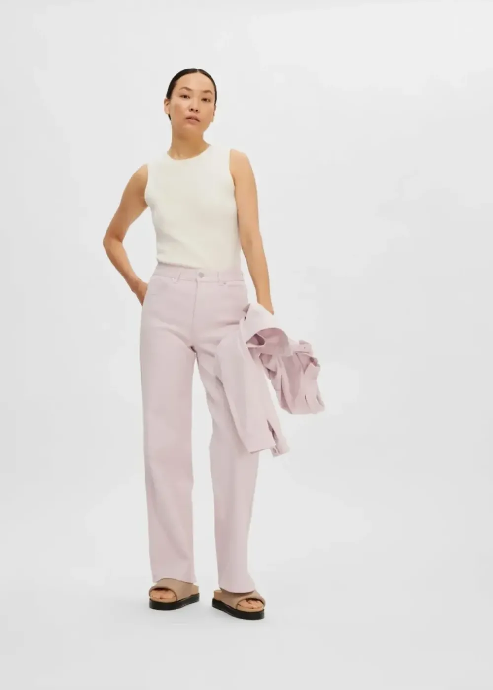 Outlet # SLFLYDIA SL O-NECK KNIT TOP NOOS Birch MELANGE Shirts & Tops