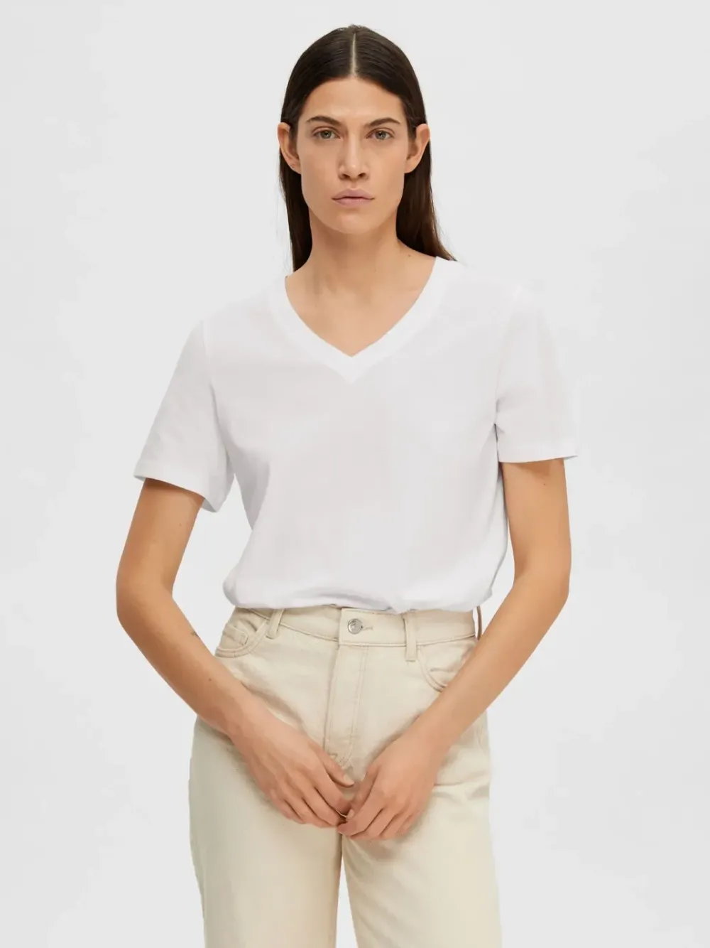 Best SLFPALM SS HIGH NECK TEE W Bright White Shirts & Tops