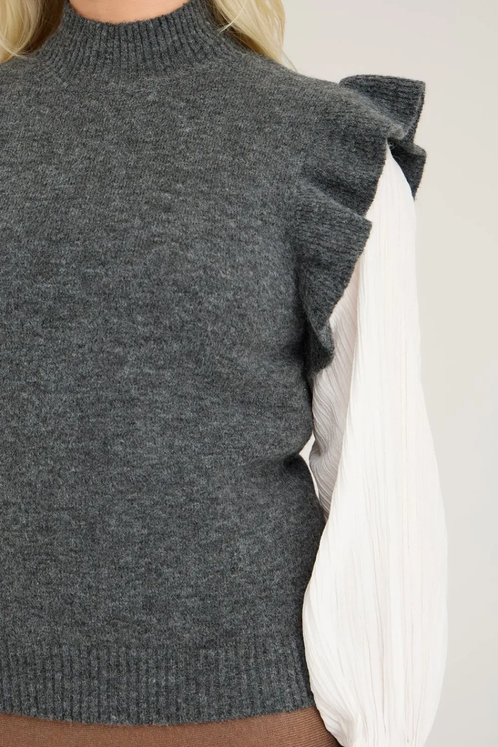 Sale Ulrikke knit vest990 Medium grey melange Truien & Sweaters